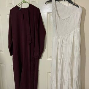 Alfani Burgundy and 1 Shoulder Aarabess White Women's Dress Bundle